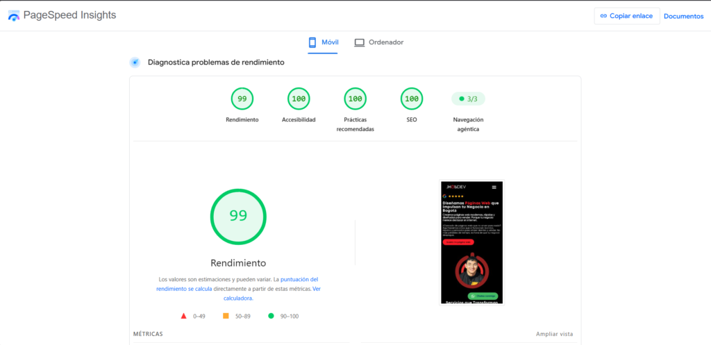 Contratar Diseño Web Profesional: Qué Debes Exigir Antes de Pagar 1 Velocidad de carga excelente para páginas web - JhonDev